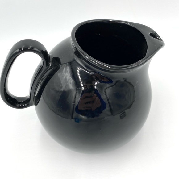 Waechtersbach Ball Pitcher Black Glaze Spain 7 inch About 12 Cups With Handle - Picture 9 of 10